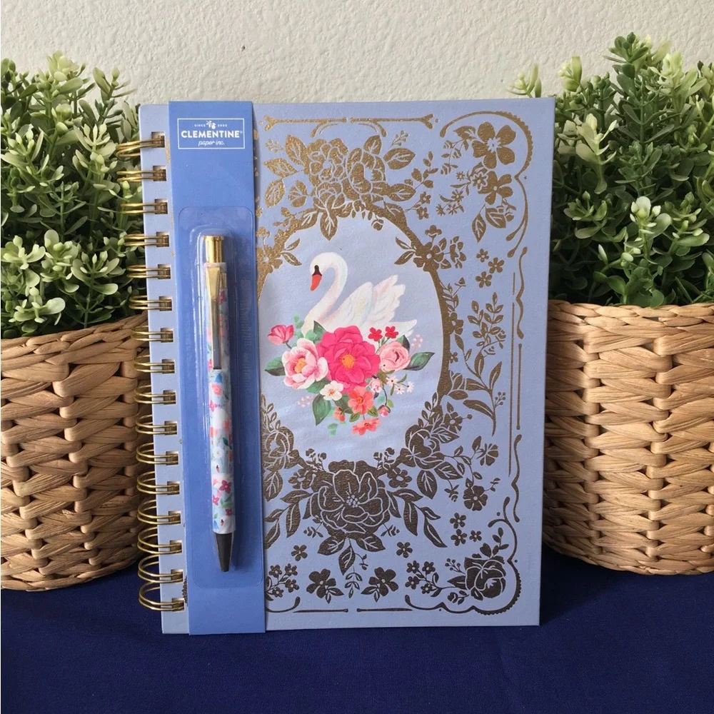 Clementine Spiral Notebook ~ Elegant Swan